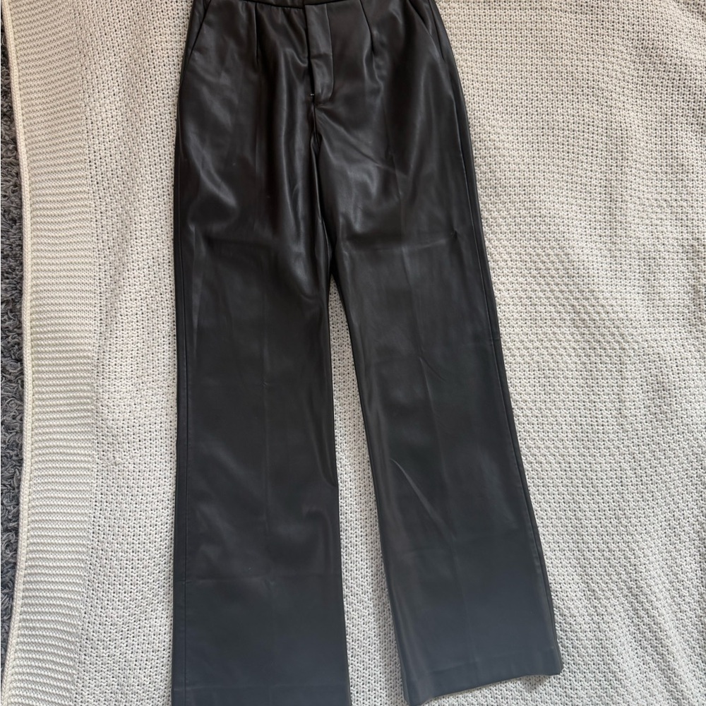 Because of Alice Women's Black Faux Leather trouser Pants - Picture 3 of 11